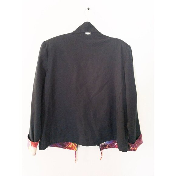 St. John Sport Black Jacket With Vibrant Printed Lining & Adjustable Drawstring - Picture 2 of 15